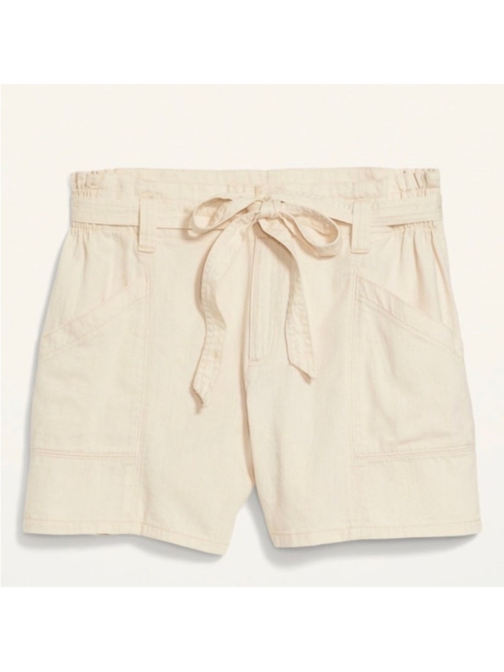 Old Navy Women High-Waisted Twill Workwear Shorts Cream XL NWT Tie Waist